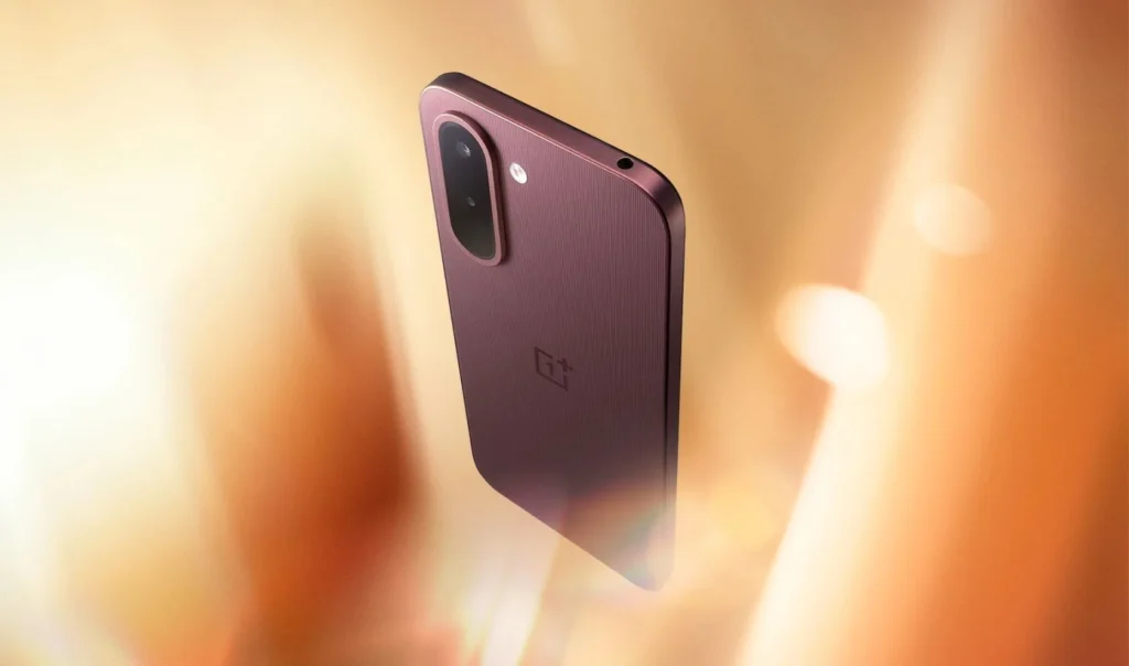 OnePlus OnePlus N6x, in Burgundy Red, angled back view