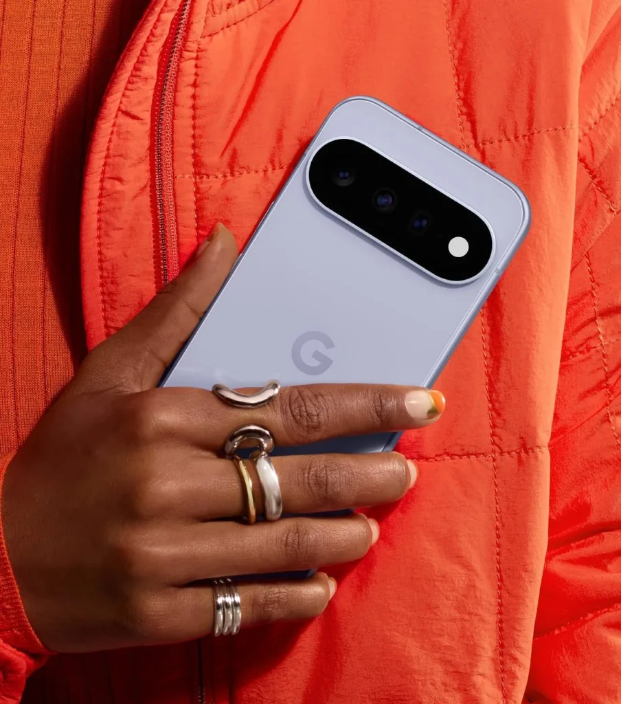 Google Pixel 11, in Frost, held in hand