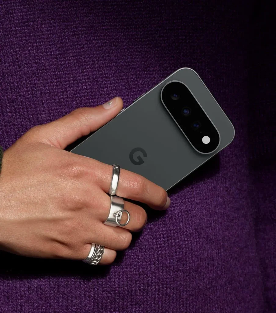Google Pixel 11, in Obsidian, held in hand