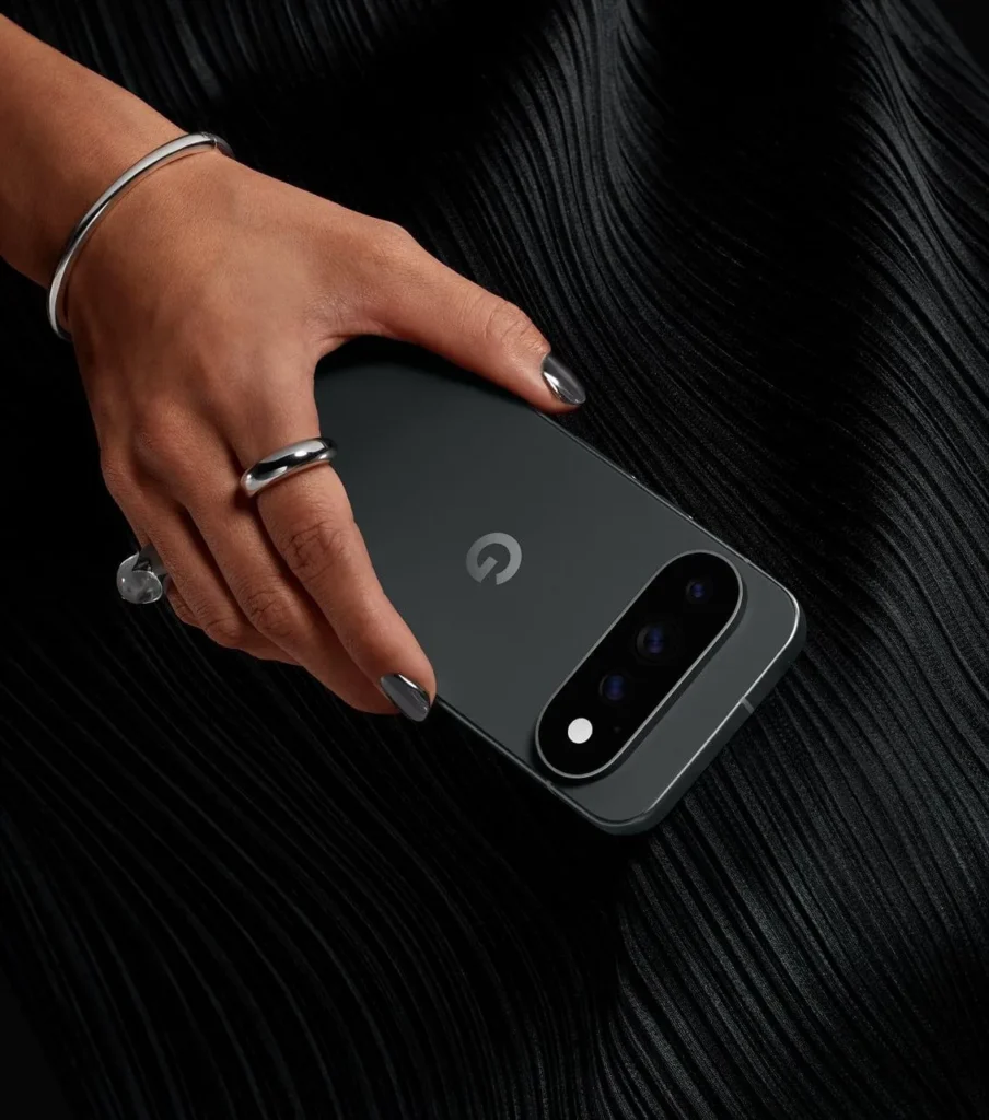 Google Pixel 11 Pro, in Obsidian (matte), held in hand