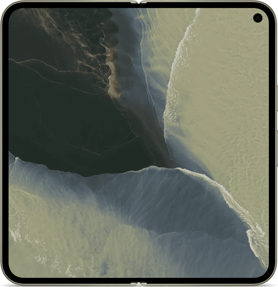 Google Pixel 11 Pro Fold, in Olive, unfolded inner display
