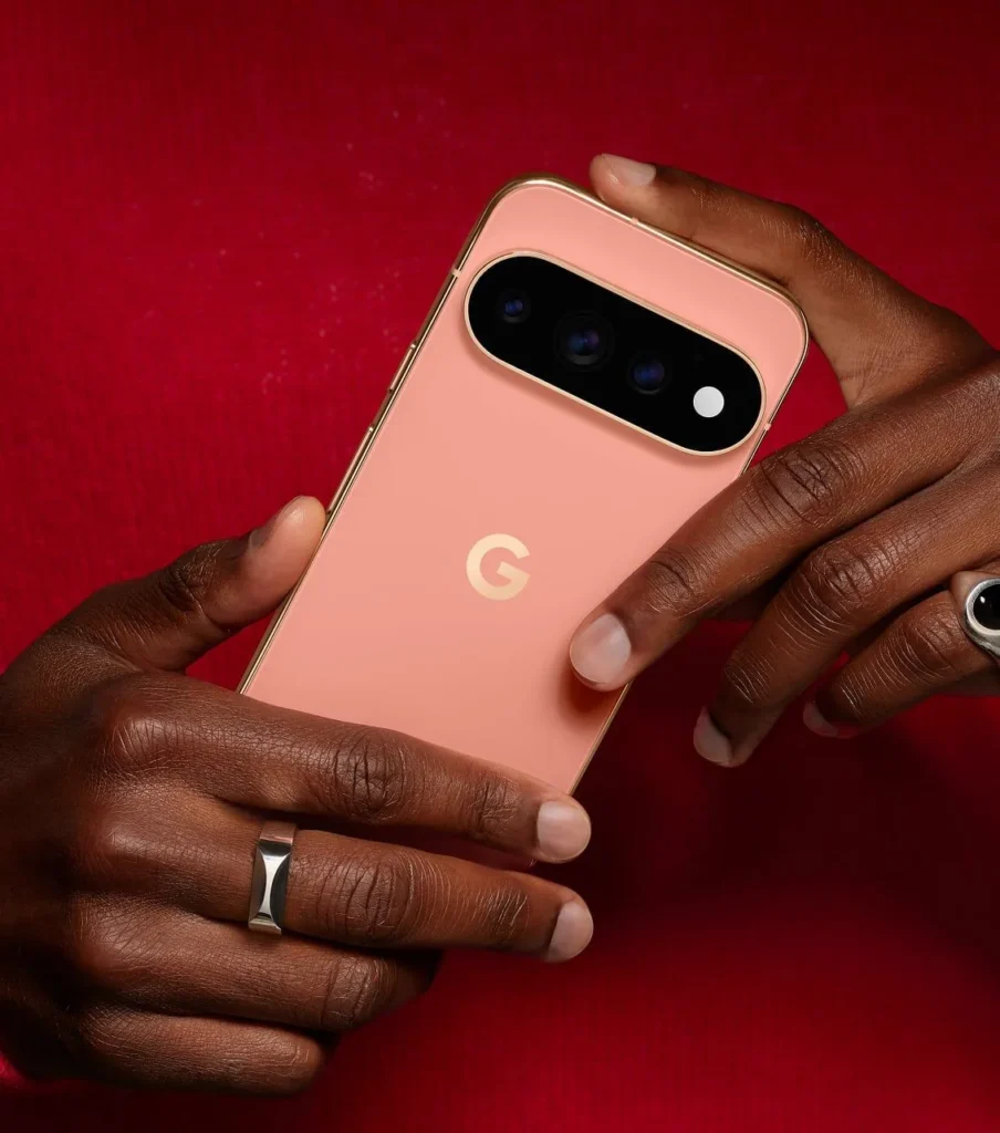Google Pixel 11 Pro XL, in Canyon, held in hand