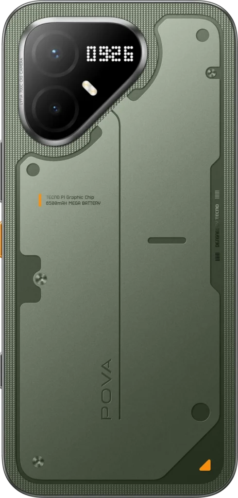 TECNO POVA 8 Pro 5G, in Tundra Green, from the back