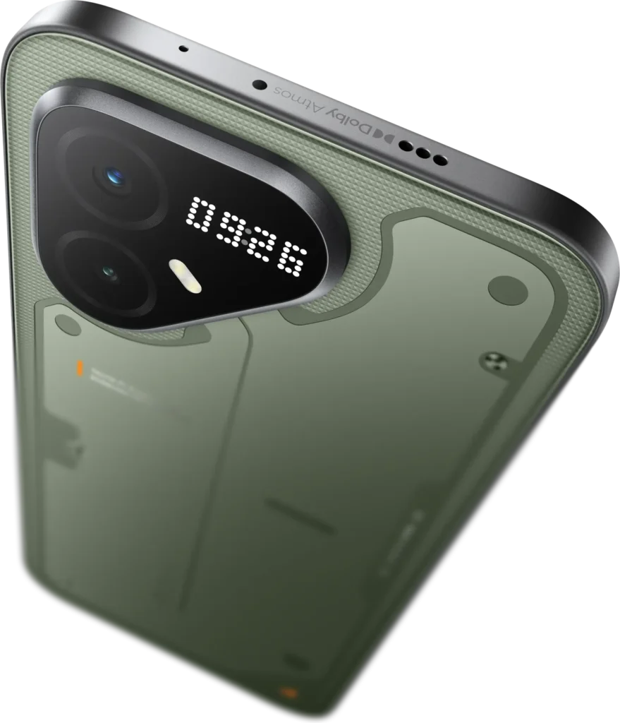 TECNO POVA 8 Pro 5G, in Tundra Green, back at an angle