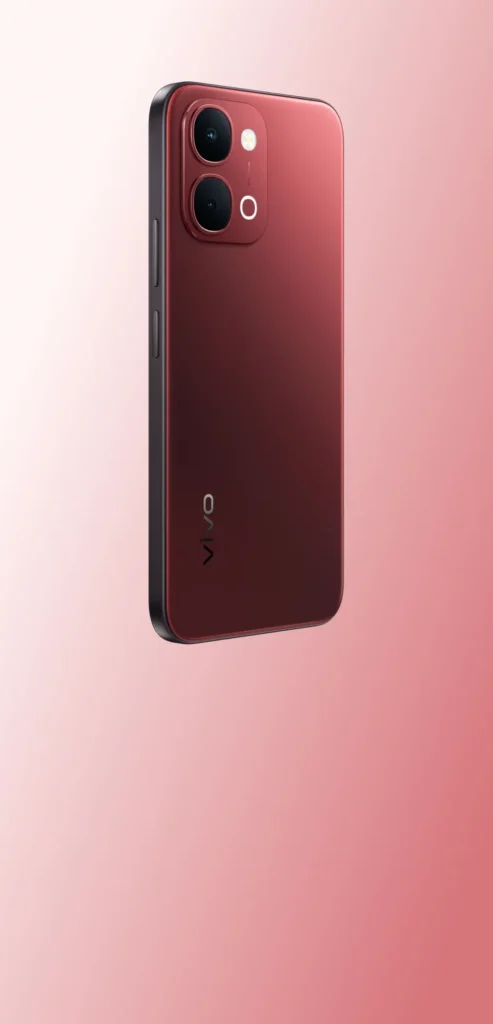 Vivo Y31t 5G, rear design detail in Crimson Red