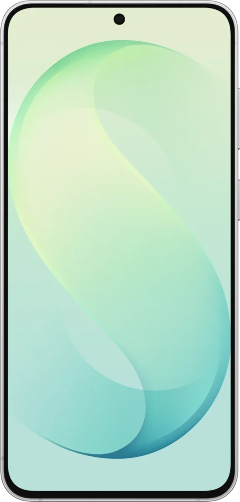 Samsung Galaxy S26 FE, front view in Pistachio