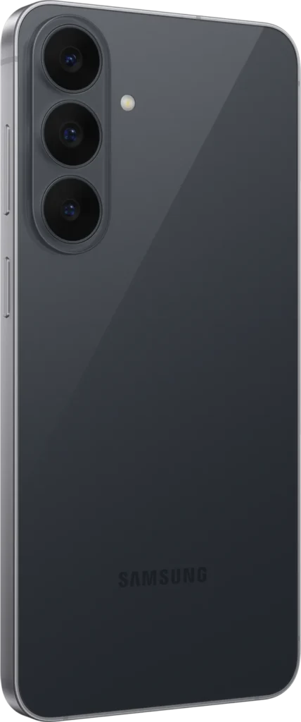 Samsung Galaxy S26 FE, in Graphite, at an angle