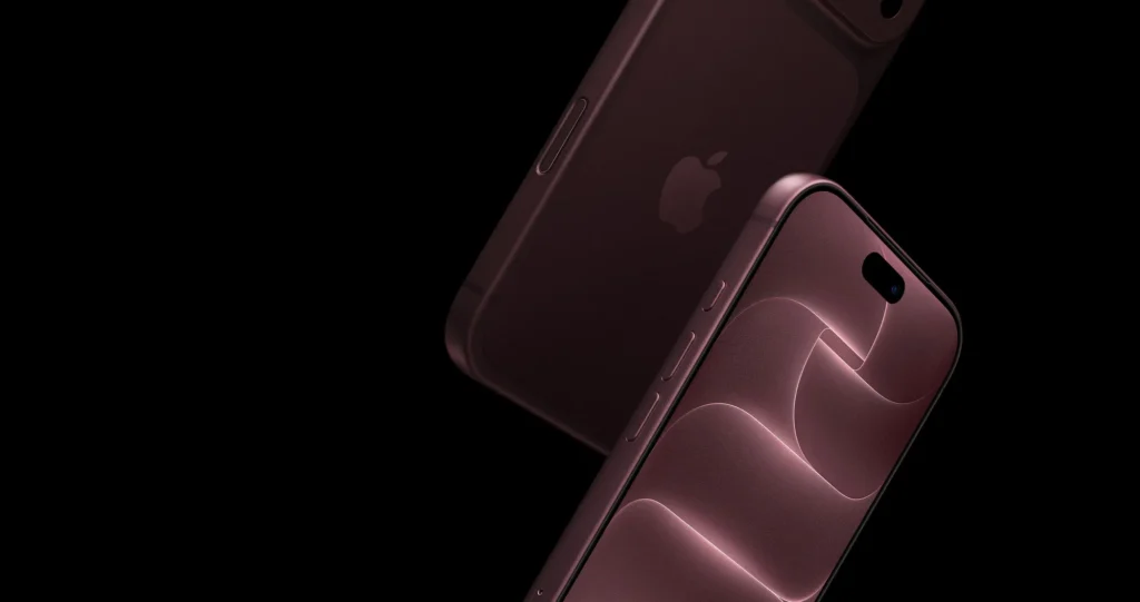 Apple iPhone 18 Pro, in Burgundy, showing the Ceramic Shield 2 front and aluminium frame