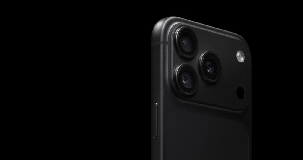 Apple iPhone 18 Pro Max, in Black, close-up of the back and side frame