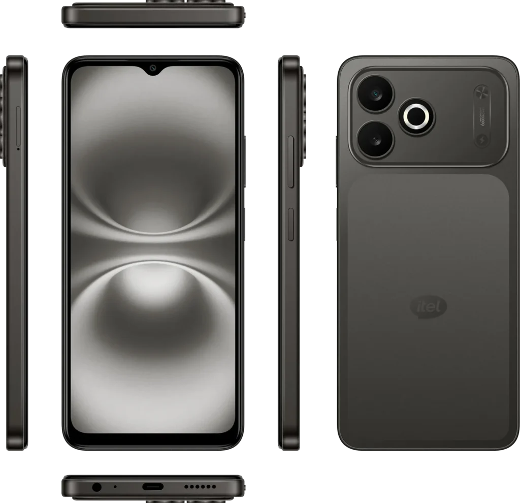 itel A300C, in Classic Black from every side