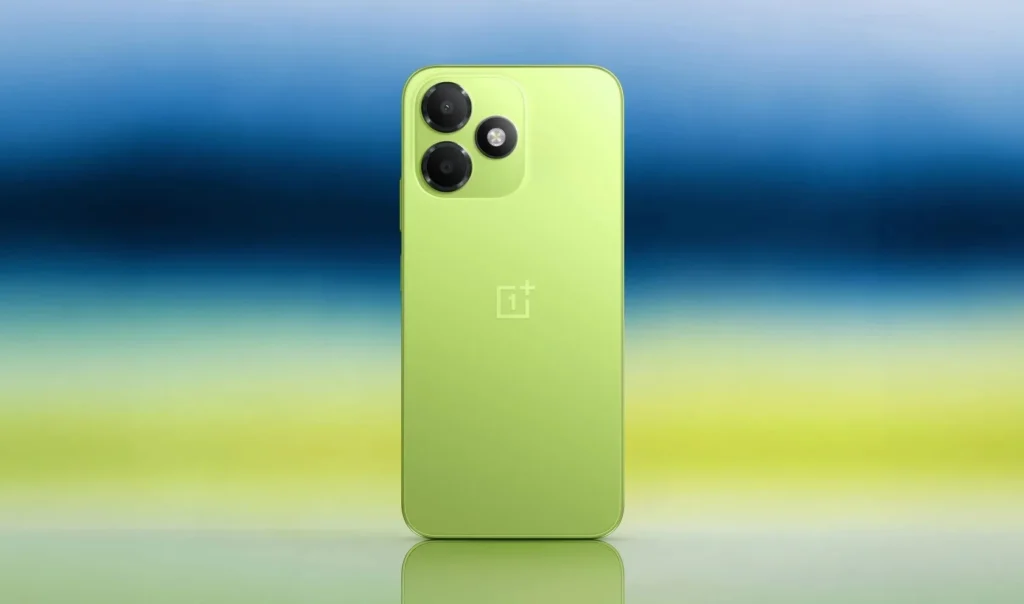 OnePlus OnePlus N6 Lite, in Neo Green, angled rear view