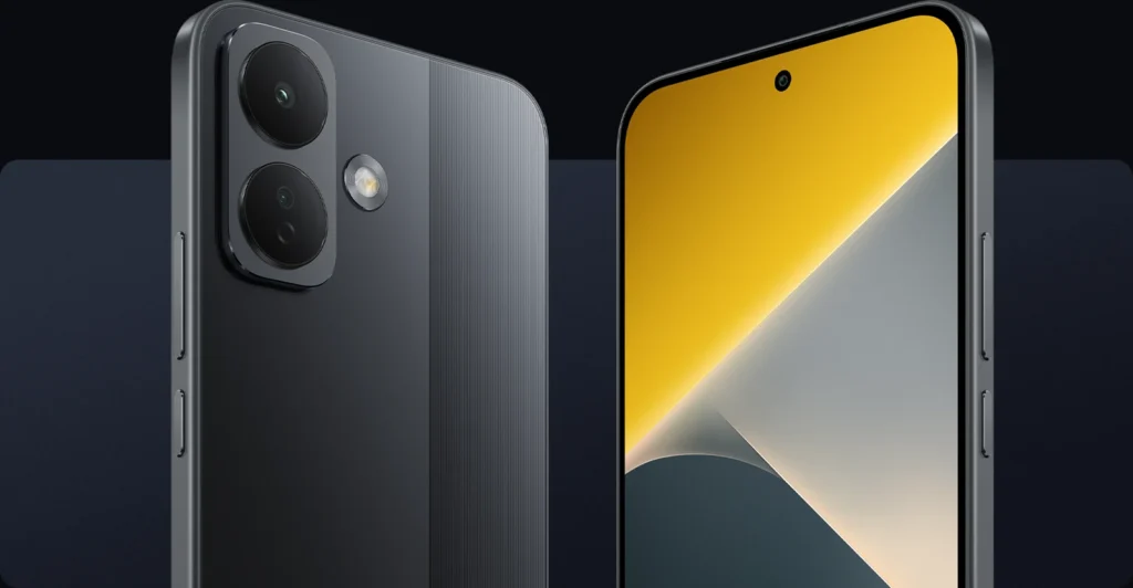 Poco X8, in Black, back and front