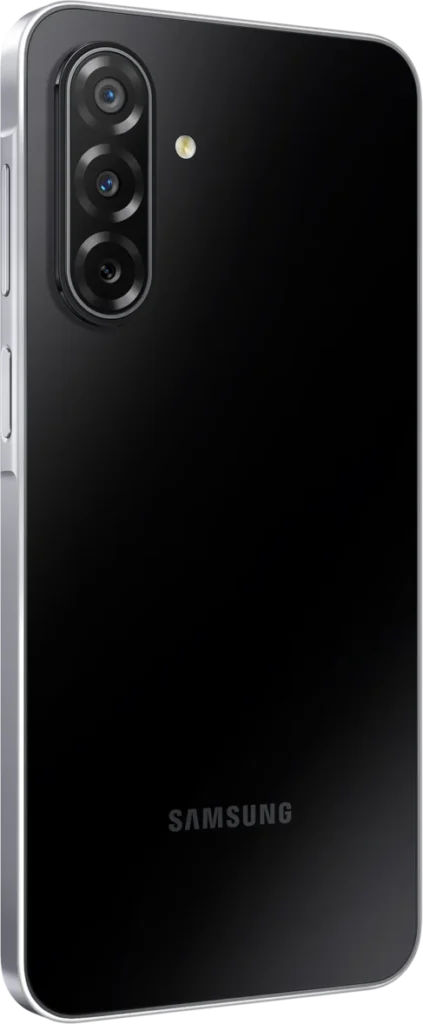 Samsung Galaxy F70 5G, in Bold Black, back at an angle