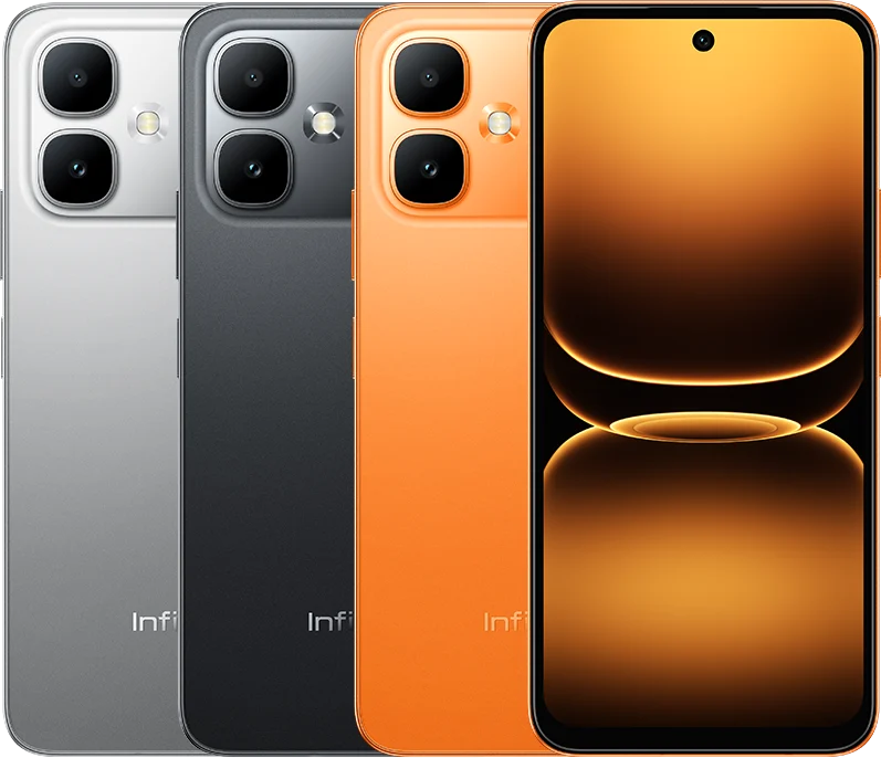 Infinix Smart 20 HD, in all three colours from the back, with the front