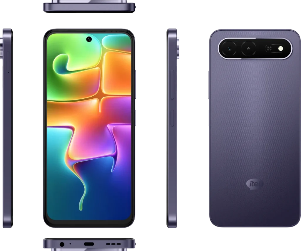 itel City 300 5G, from every side: front, back, edges, top and bottom