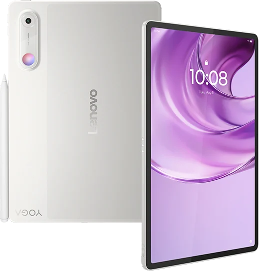 Lenovo Yoga Tab Gen 2, in Seashell, front and back