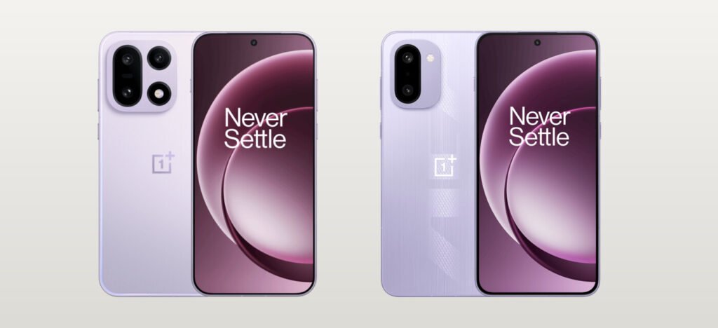 OnePlus 15 and OnePlus 15R shown back and front side by side
