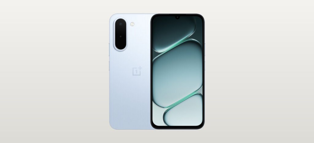 OnePlus N6x in blue, shown back and front