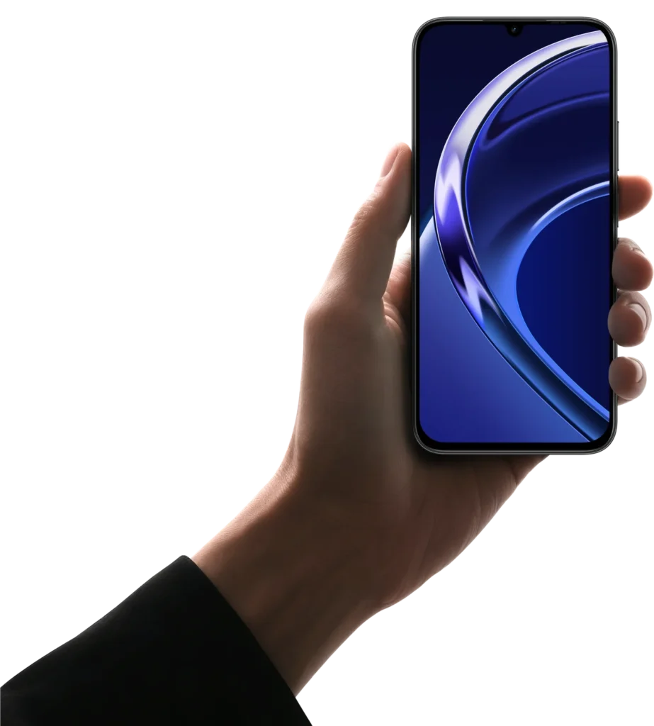 realme P4s Lite, in Nebula Black, held in hand