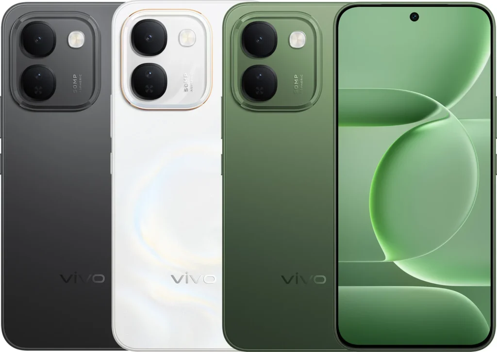 Vivo S2 FE, front and rear view in Stellar Green