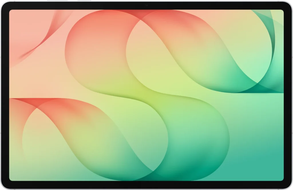Samsung Galaxy Tab S12+, in Silver, from the front