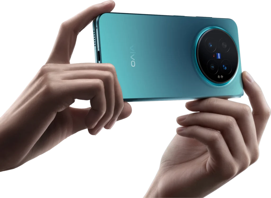 Vivo X Fold6, in Nebula Teal, held in both hands