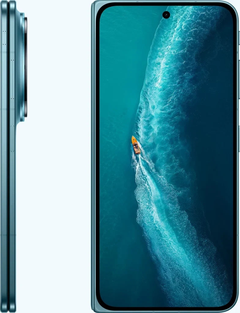Vivo X Fold6, in Nebula Teal, side and cover screen